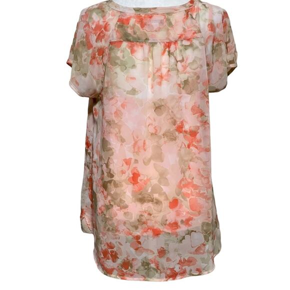 Pastel Peachy Pink Floral Botanical Garden Girl 2 Piece Blouse set size L - Picture 5 of 10